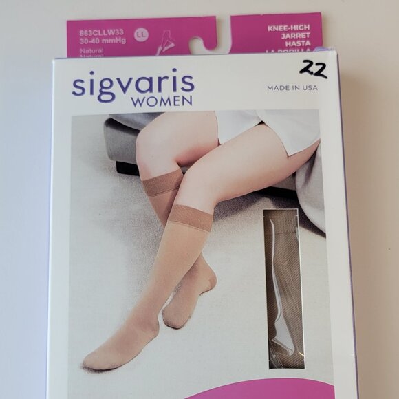Sigvaris Medical Compression Hosiery / Knee-High / LL / Natural / 863CLLW33 - Picture 1 of 5